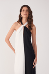 Vestido Cropped Linho Bicolor