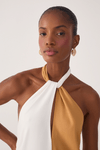 Vestido Cropped Linho Bicolor