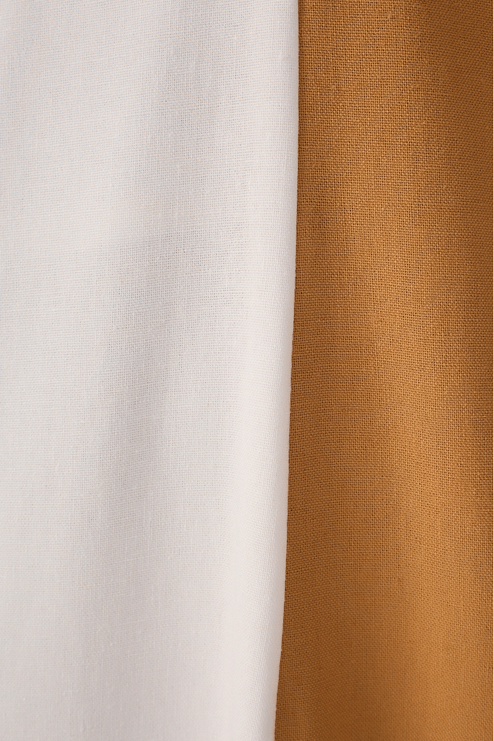 Vestido Cropped Linho Bicolor