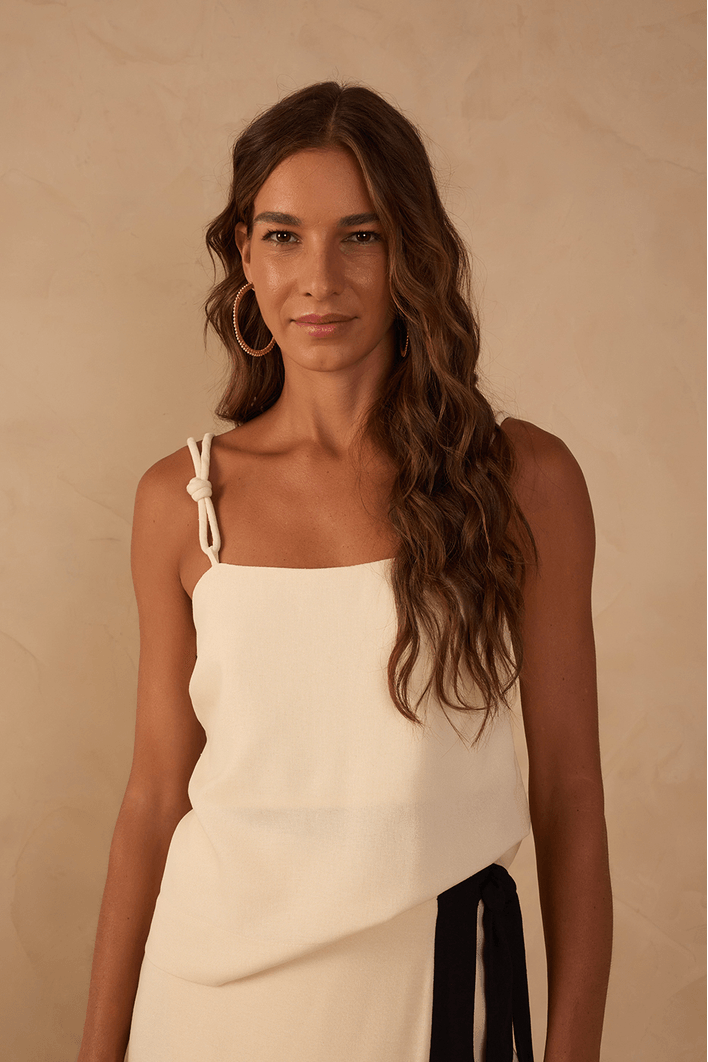 Blusa Linho Alça Nó