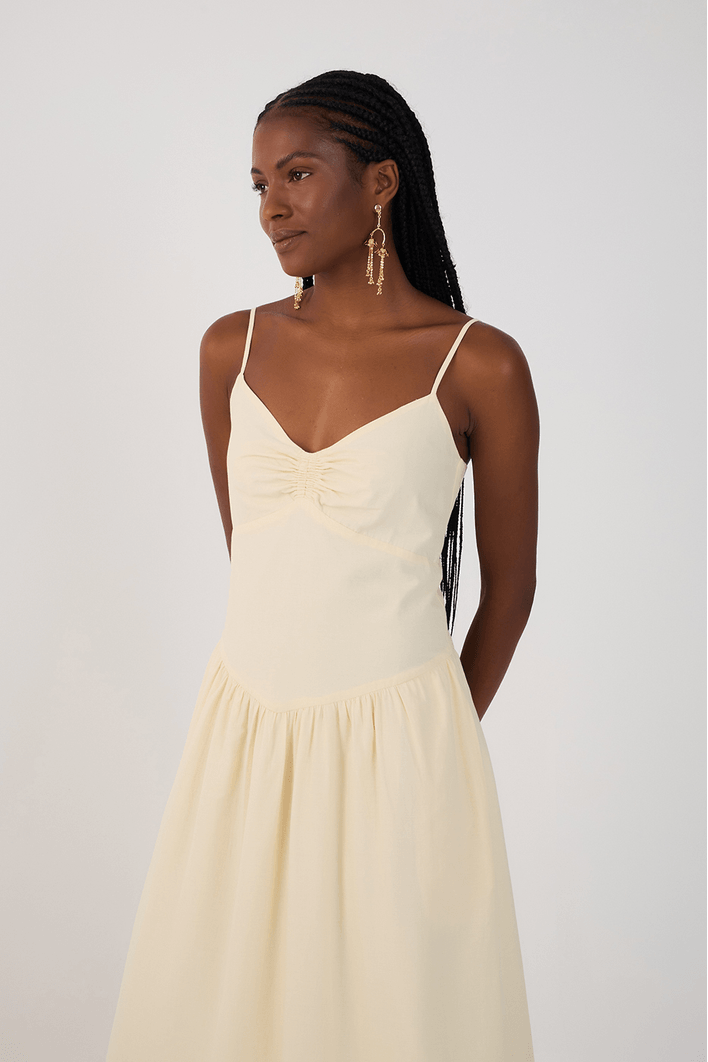 Vestido Cropped Algodão Bordado Barrado
