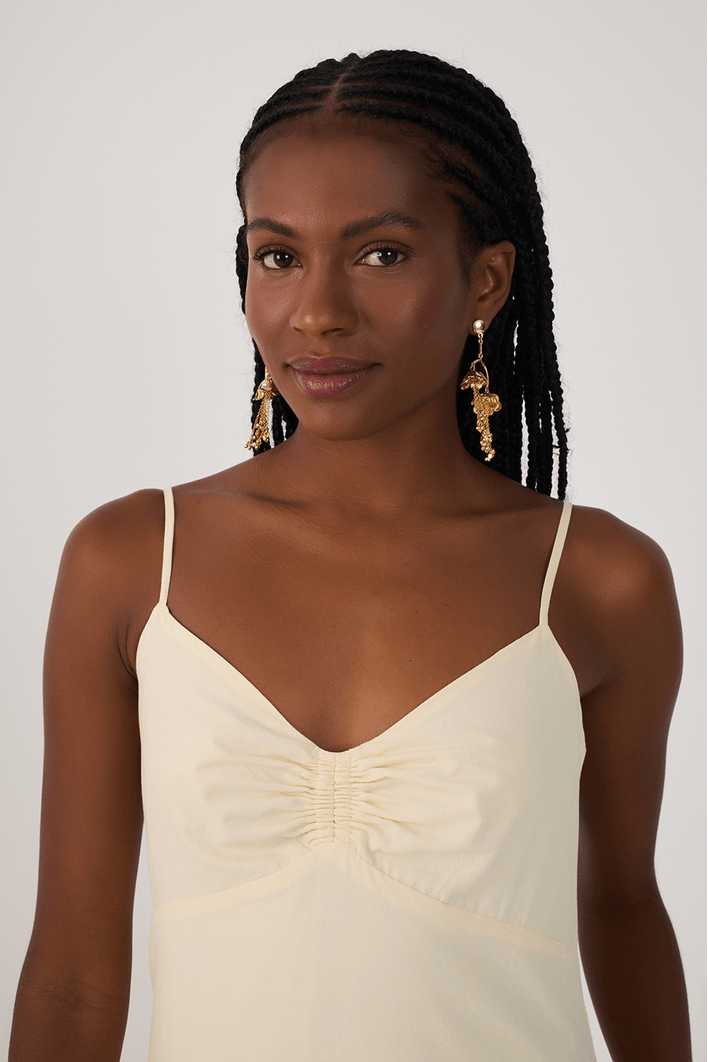 Vestido Cropped Algodão Bordado Barrado