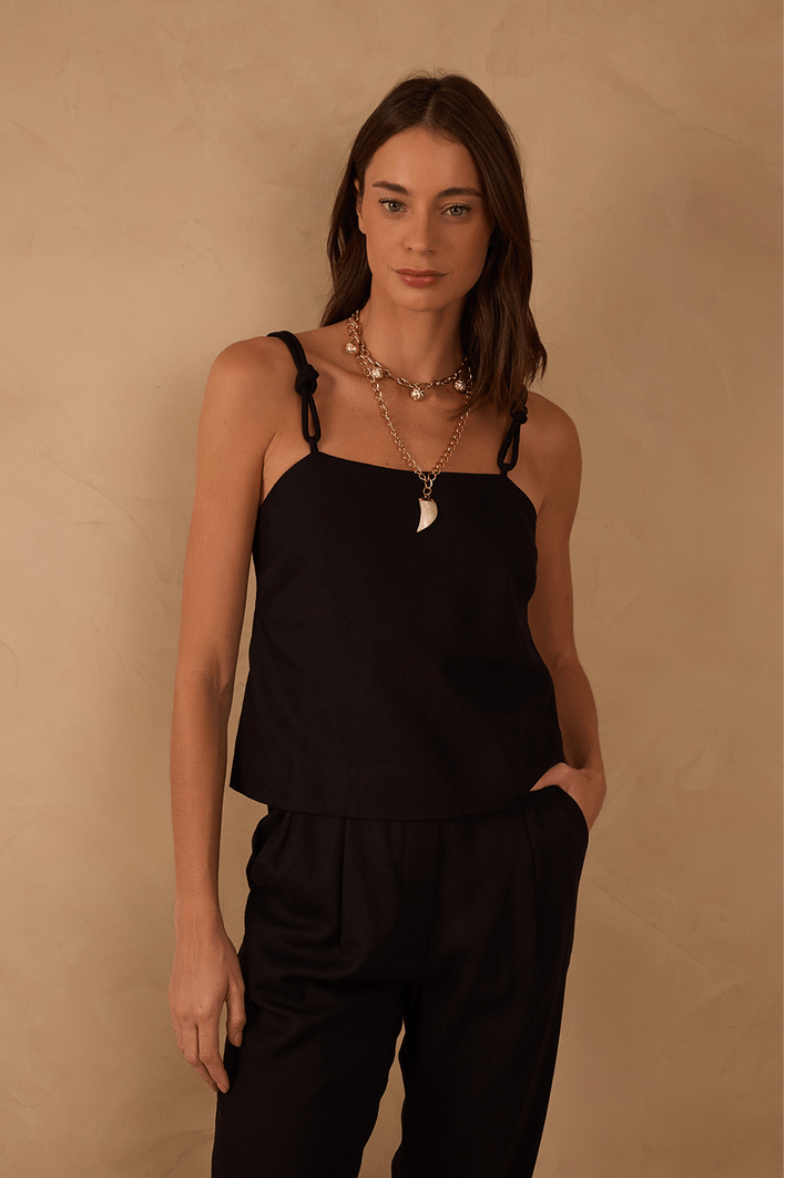 Blusa Linho Alça Nó