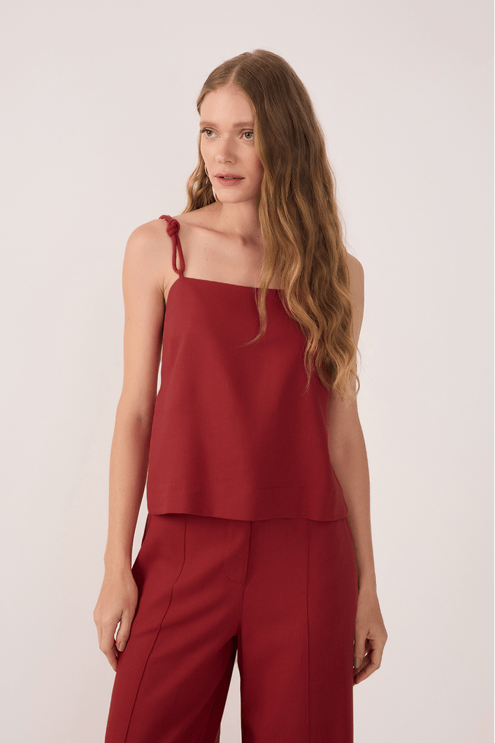 Blusa Linho Alça Nó