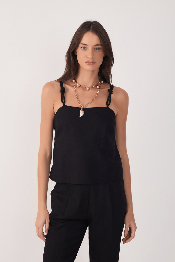 Blusa Linho Alça Nó
