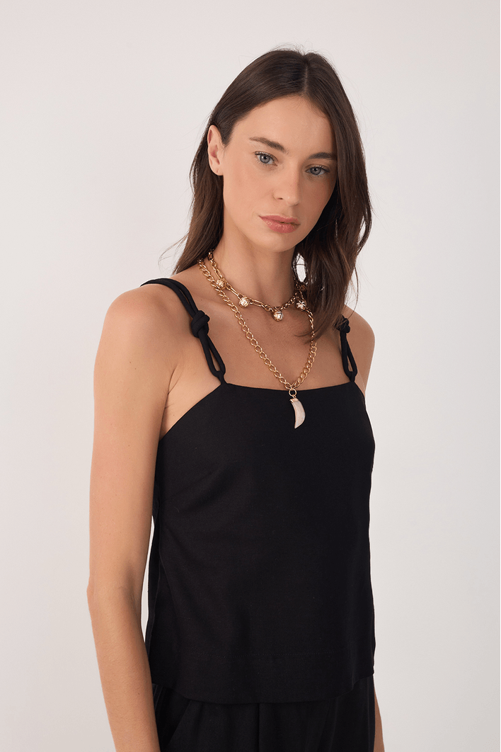 Blusa Linho Alça Nó