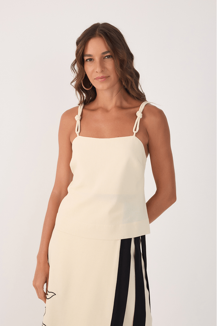 Blusa Linho Alça Nó