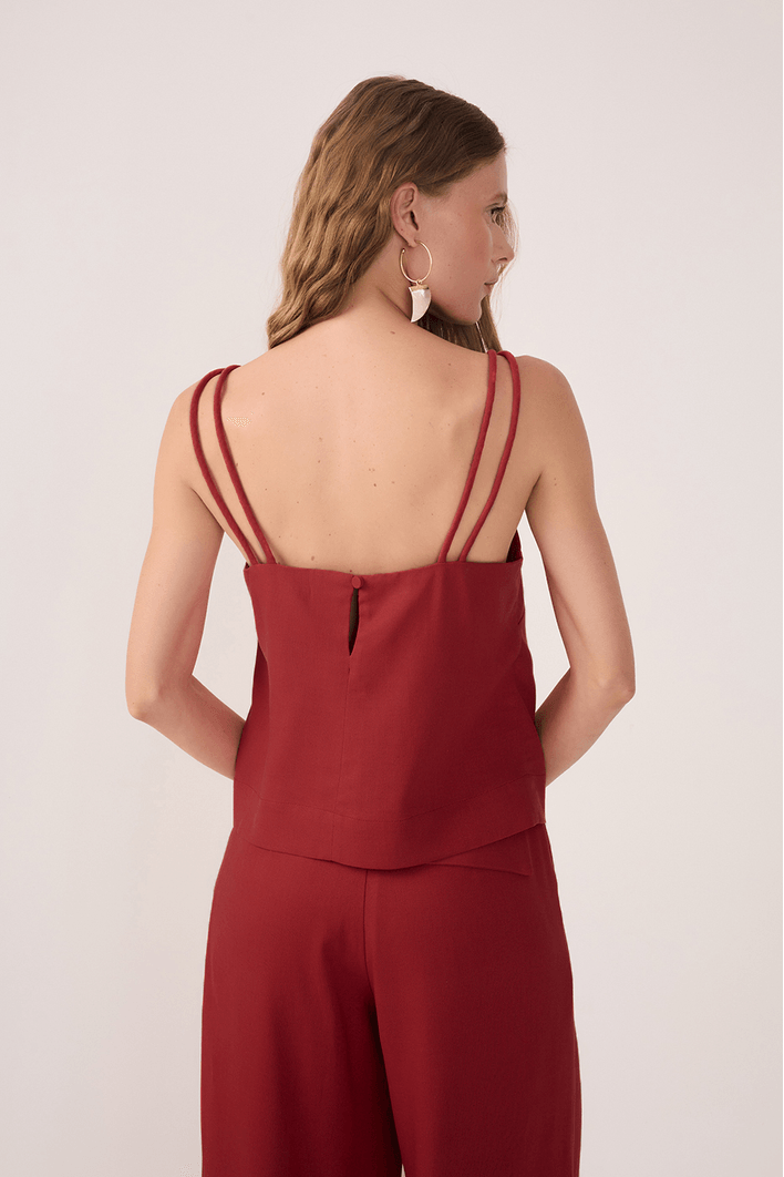 Blusa Linho Alça Nó
