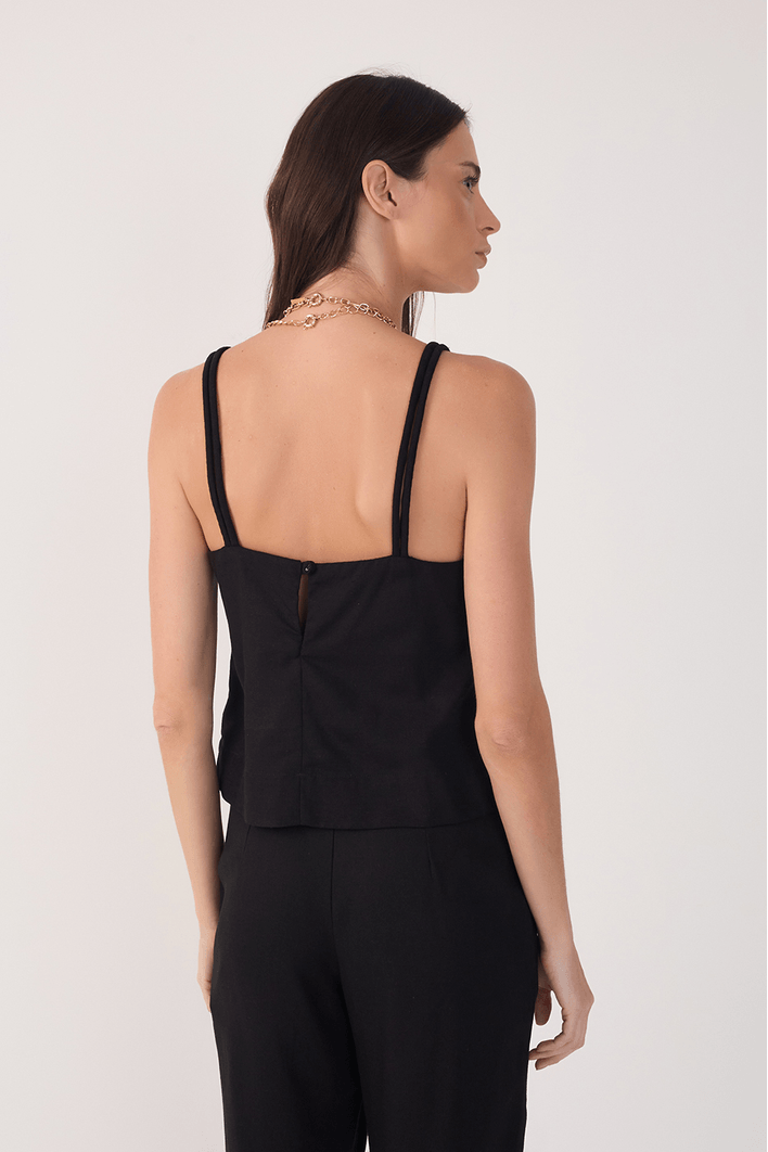 Blusa Linho Alça Nó