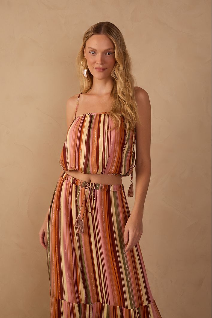 Blusa Balonê Lurex Estampa Bosque