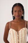 Blusa Linho Listras Zíper Destacavel