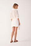 Saia Curta Algodão Drapeado Babados