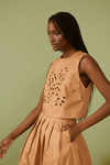 Blusa Algodão Bordado Folhagem