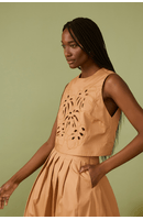Blusa Algodão Bordado Folhagem