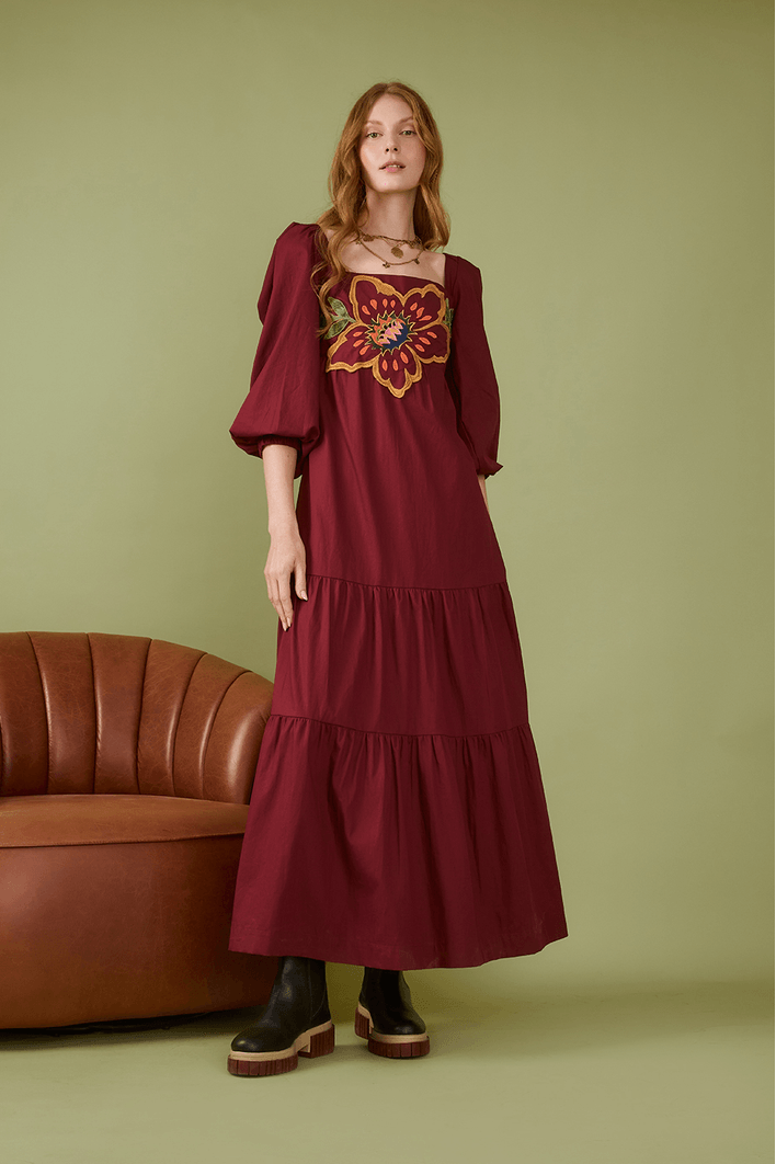 Vestido Algodão Bordado Garden