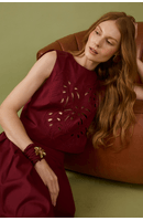 Blusa Algodão Bordado Folhagem
