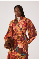 Blusa Transpassada Estampa Garden