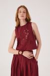 Blusa Algodão Bordado Folhagem