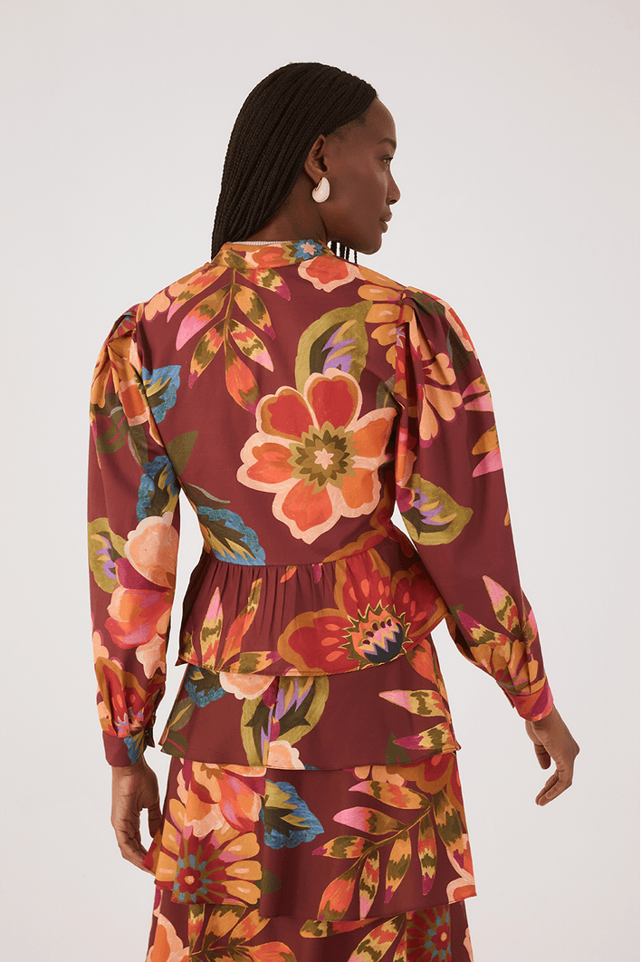 Blusa Transpassada Estampa Garden