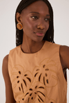 Blusa Algodão Bordado Folhagem