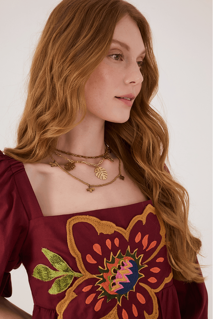 Vestido Algodão Bordado Garden