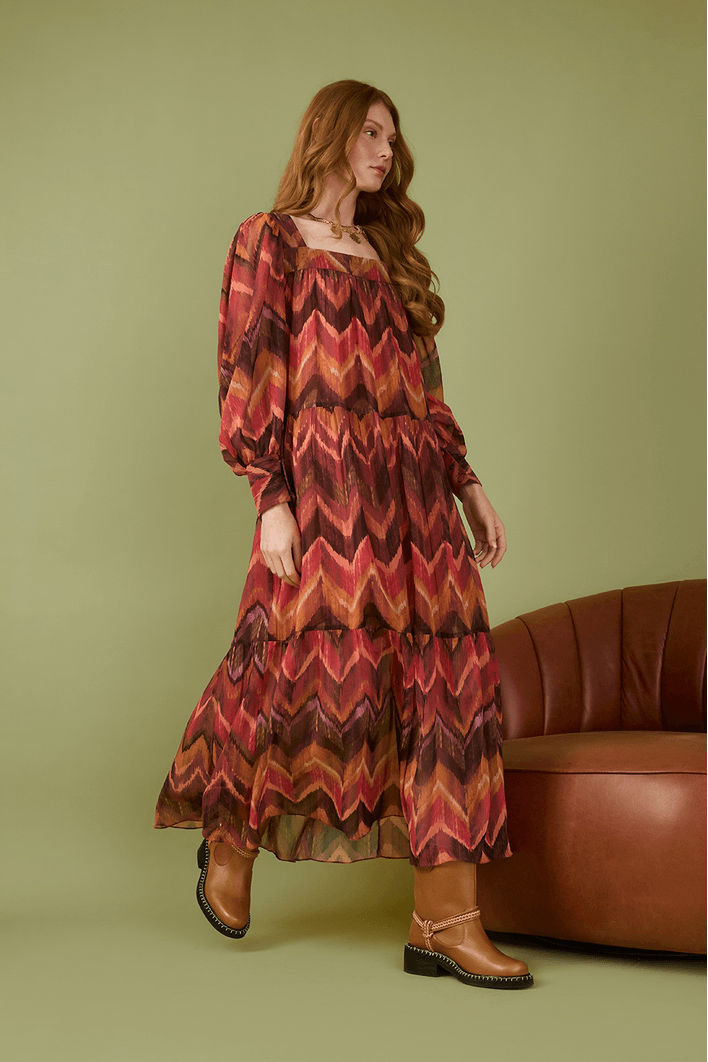 Vestido Boho Estampa Ikat