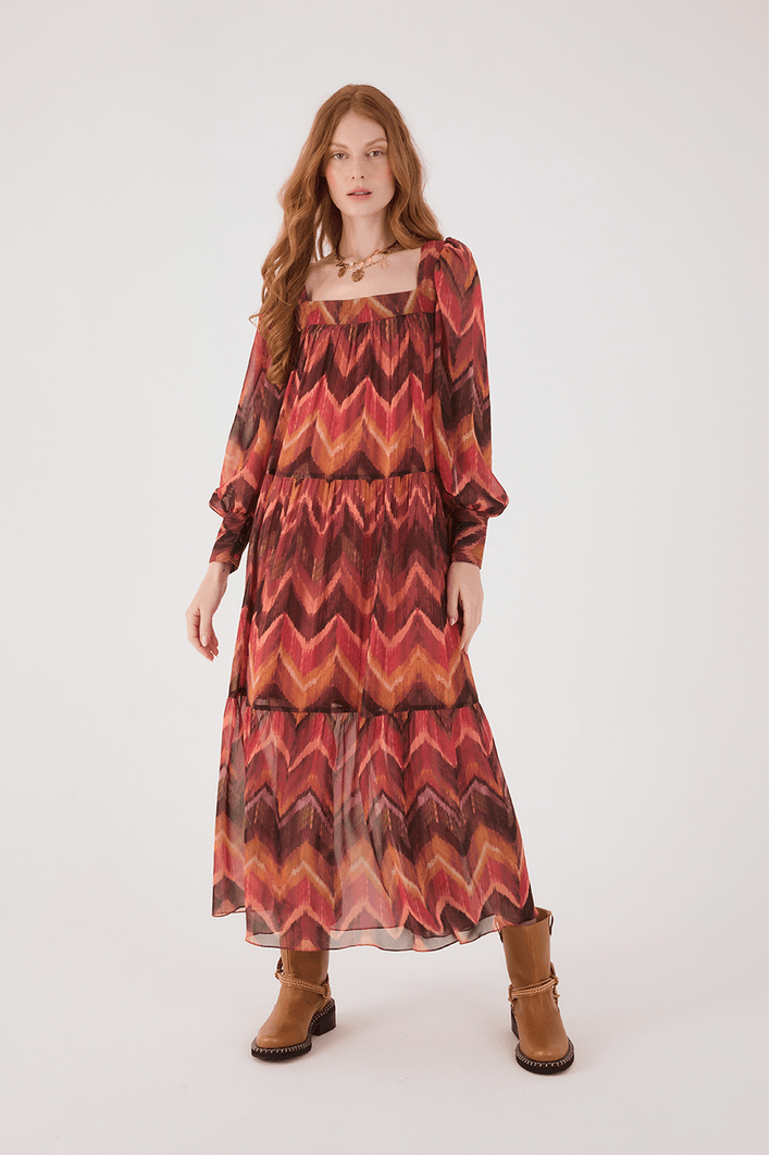 Vestido Boho Estampa Ikat