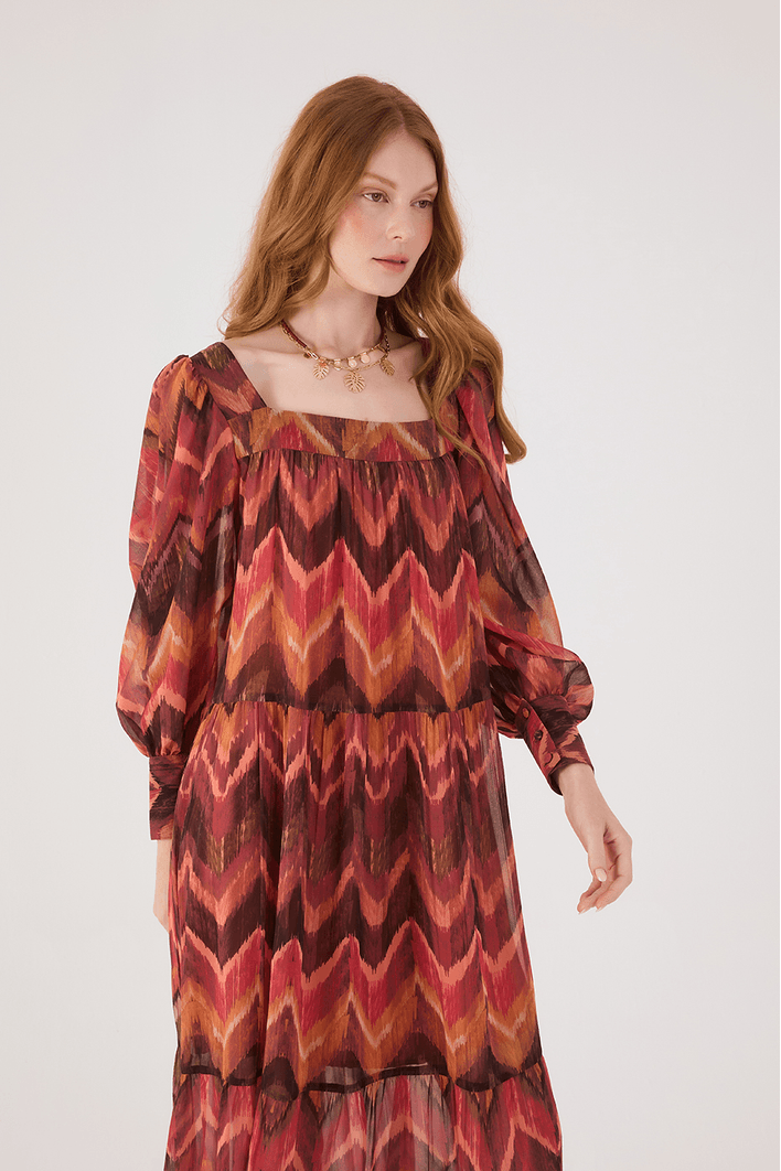 Vestido Boho Estampa Ikat