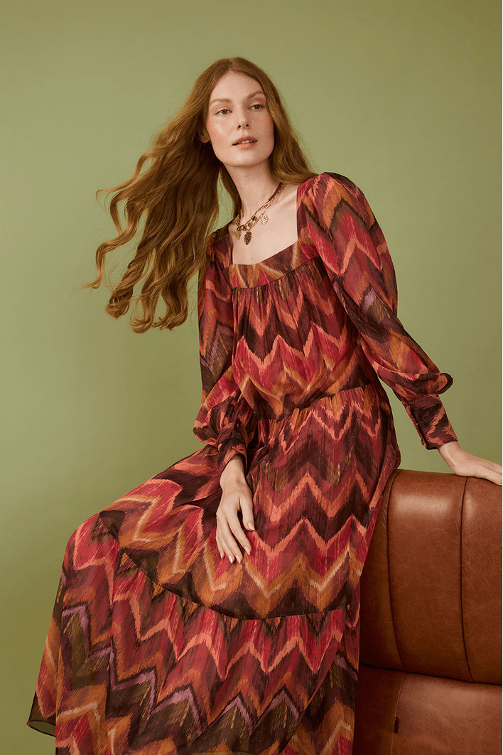 Vestido Boho Estampa Ikat