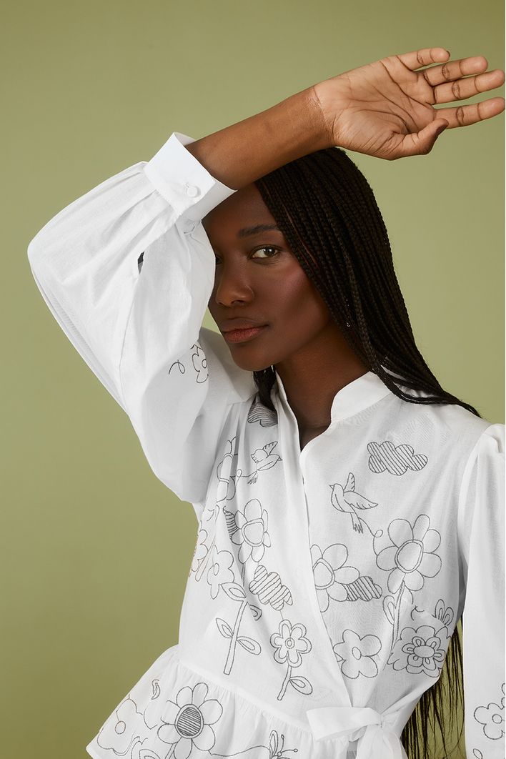 Blusa Algodão Bordado Garden