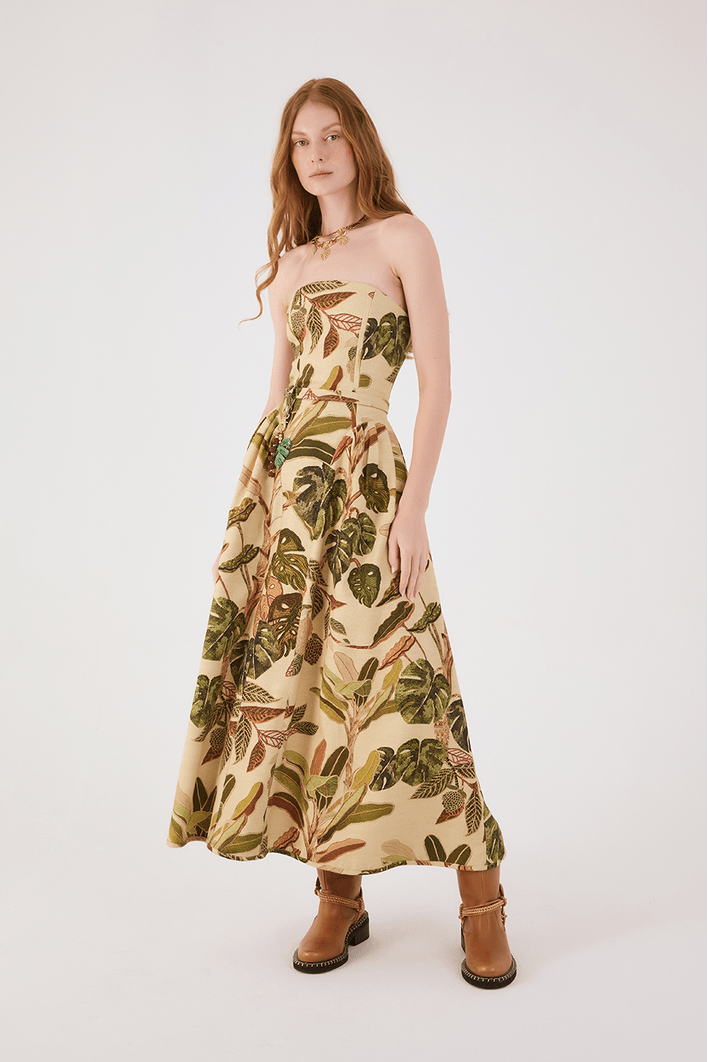 Vestido Romântico Estampa Forest