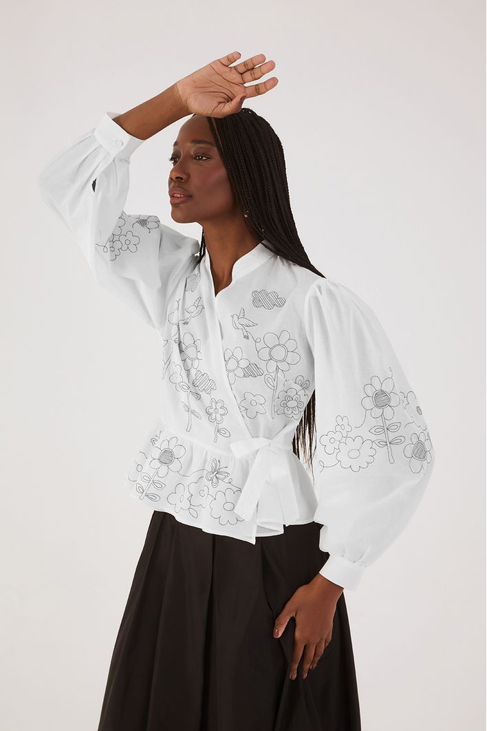 Blusa Algodão Bordado Garden