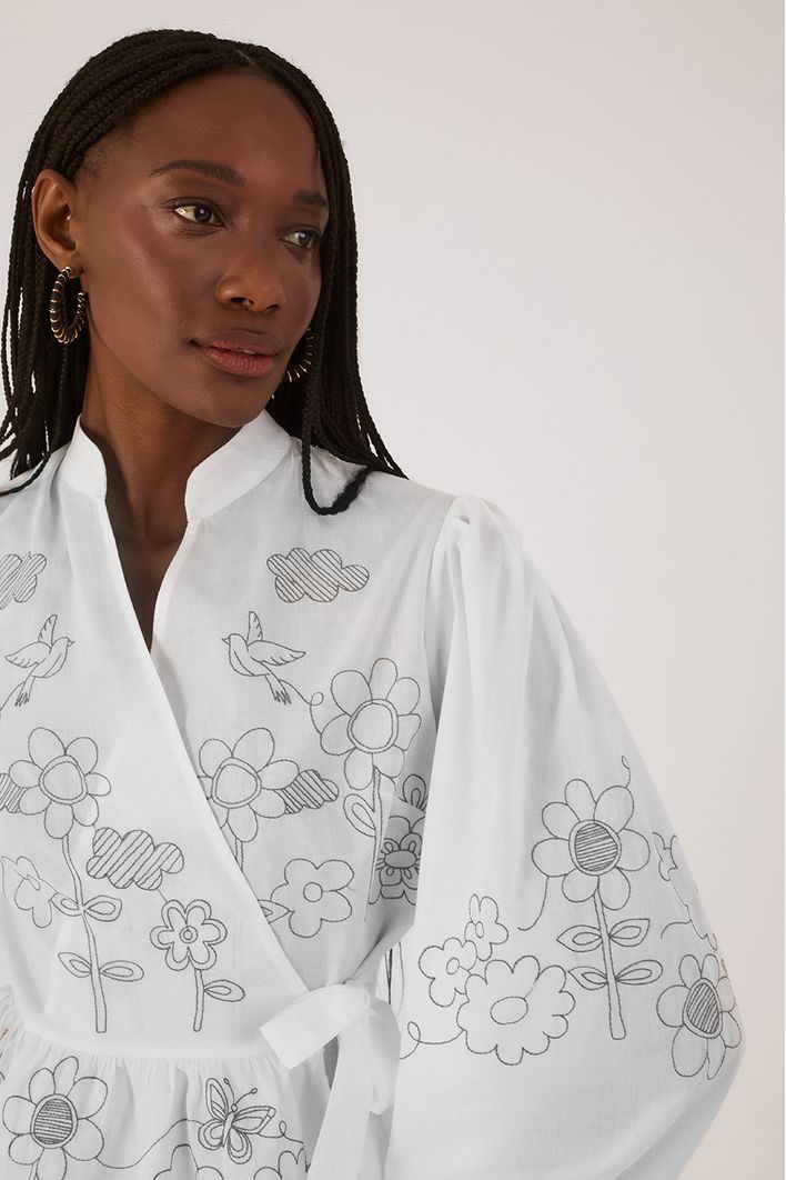 Blusa Algodão Bordado Garden