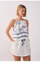 Blusa Linho Bordado Coqueiro