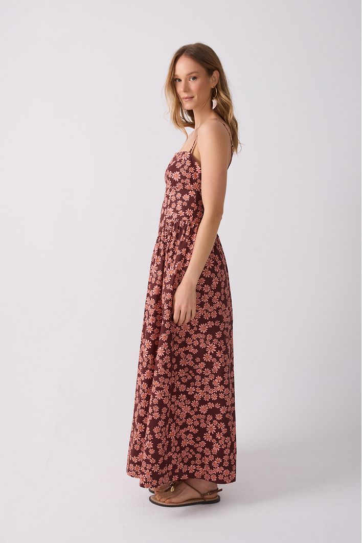 Vestido Cropped Estampa Margaridas Rosa
