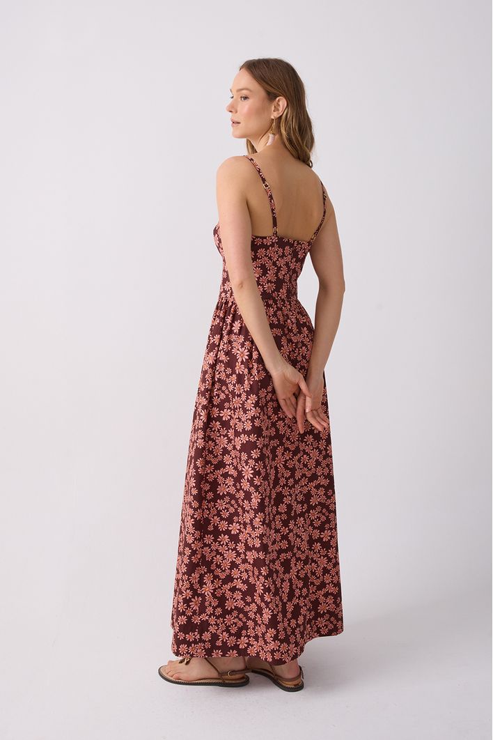 Vestido Cropped Estampa Margaridas Rosa