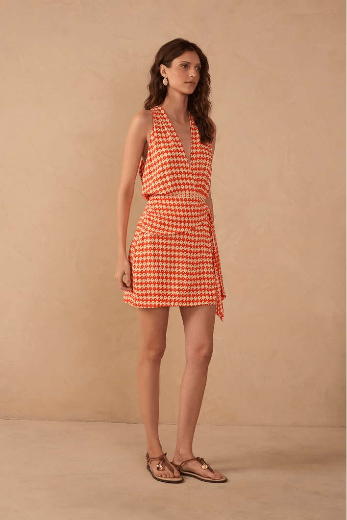 Vestido Estampa Escama Vermelha