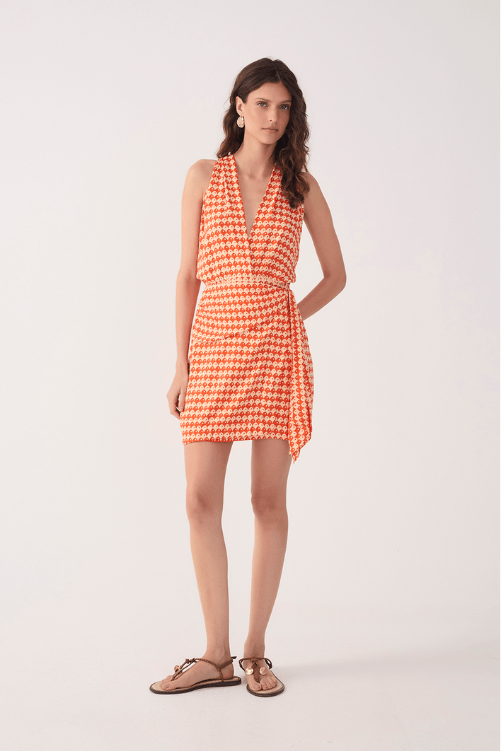 Vestido Estampa Escama Vermelha