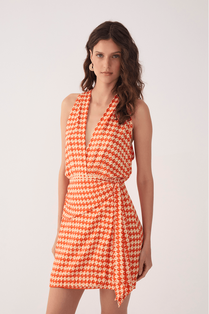 Vestido Estampa Escama Vermelha