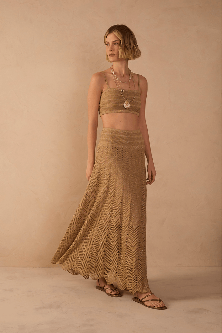 Vestido Saia Tricot Lurex