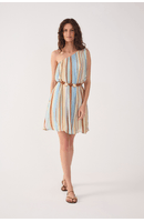 Vestido Lurex Estampa Listra Céu