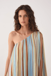 Vestido Lurex Estampa Listra Céu