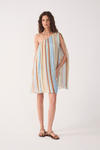 Vestido Lurex Estampa Listra Céu