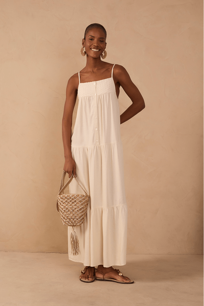 Vestido Cropped Linho Pala Bordada