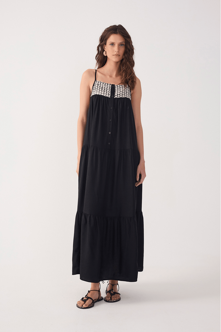 Vestido Cropped Linho Pala Bordada