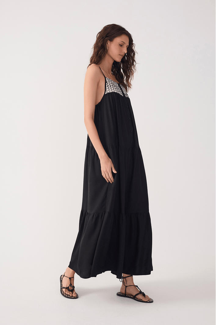 Vestido Cropped Linho Pala Bordada