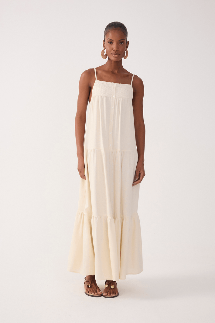 Vestido Cropped Linho Pala Bordada