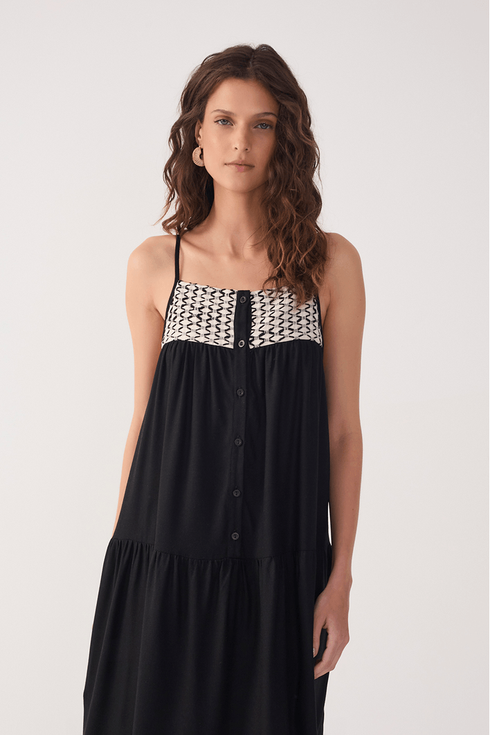 Vestido Cropped Linho Pala Bordada