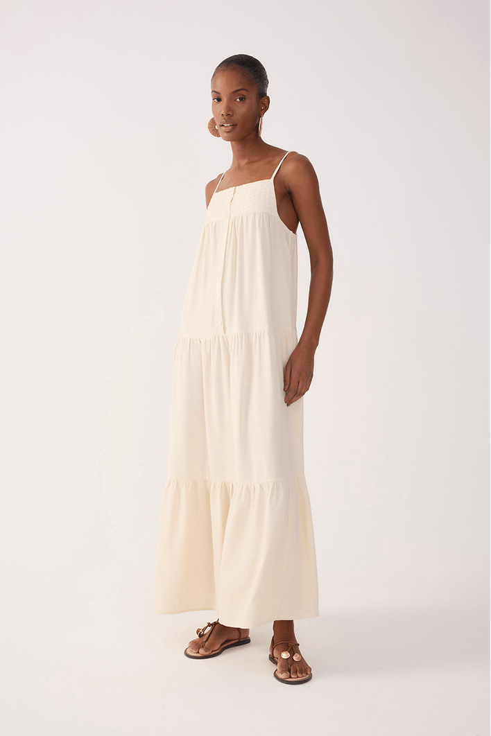 Vestido Cropped Linho Pala Bordada