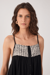 Vestido Cropped Linho Pala Bordada